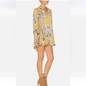 FREE PEOPLE FIELD OF BUTTERFLIES PAISLEY TOP BOHO TUNIC DRESS SIZE M